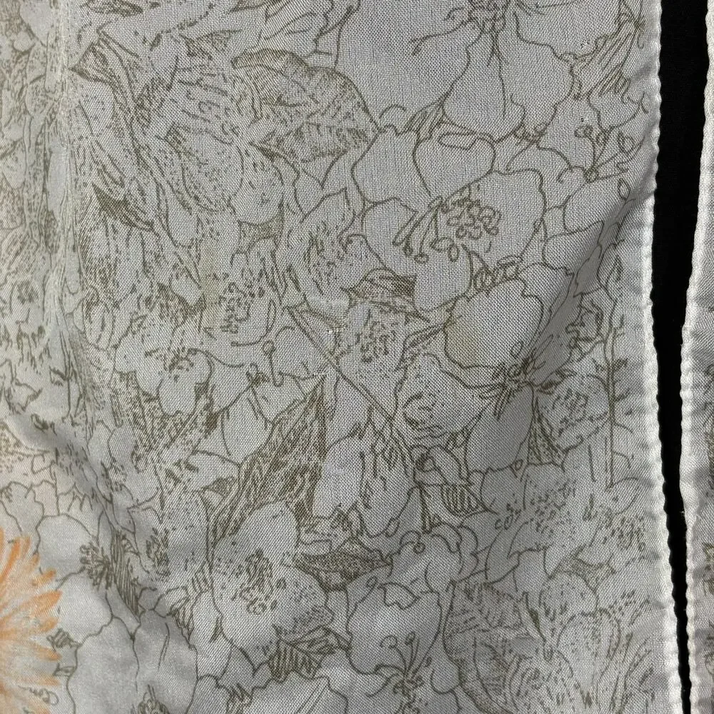 SemiSheer Rectangle Scarf Floral White Tan Orange Vintage Retro